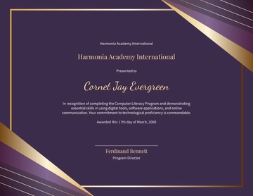Fancy Computer Literacy Certificate Template - Edit Online & Download
