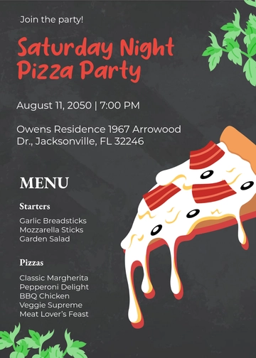 Pizza Menu Invitation Template - Edit Online & Download