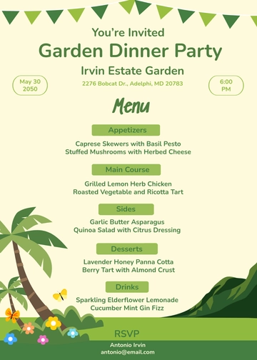 Garden Menu Invitation Template - Edit Online & Download