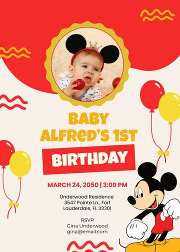 Baby Boy Mickey Mouse Invitation Template - Edit Online & Download