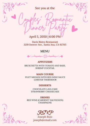 Romantic Dinner Invitation Template - Edit Online & Download