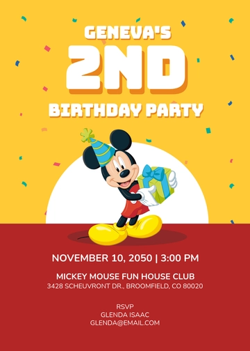Professional Mickey Mouse Club Invitation Template - Edit Online & Download