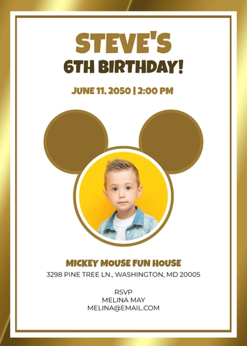Gold Mickey Mouse Invitation Template - Edit Online & Download