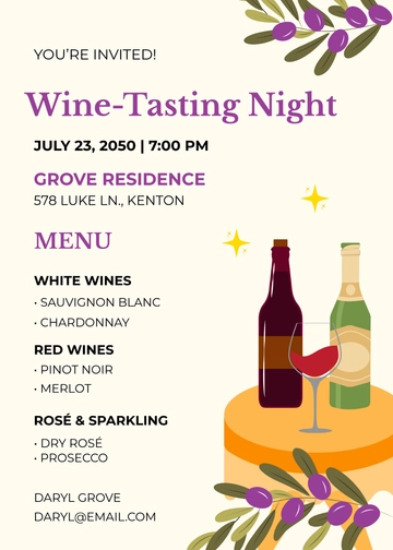 Wine-Tasting Menu Invitation Template - Edit Online & Download