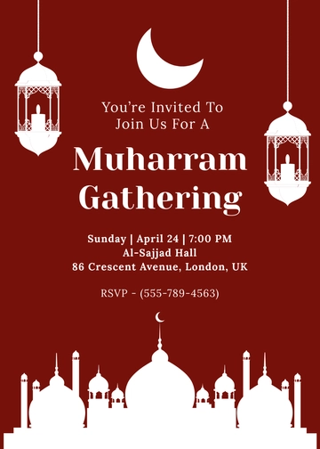 Red Background Muharram Invitation Template - Edit Online & Download