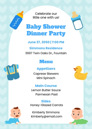 Baby Shower Menu Invitation Template - Edit Online & Download