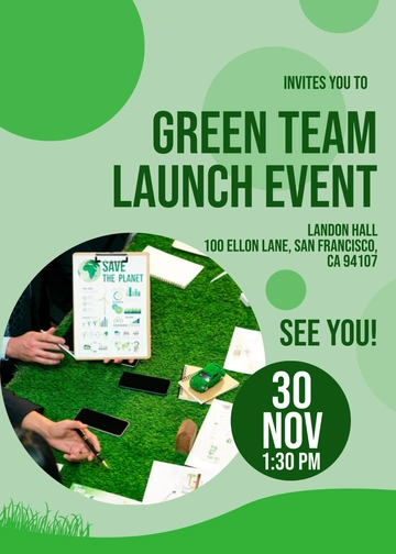 Green Team Launch Event Invitation Template - Edit Online & Download