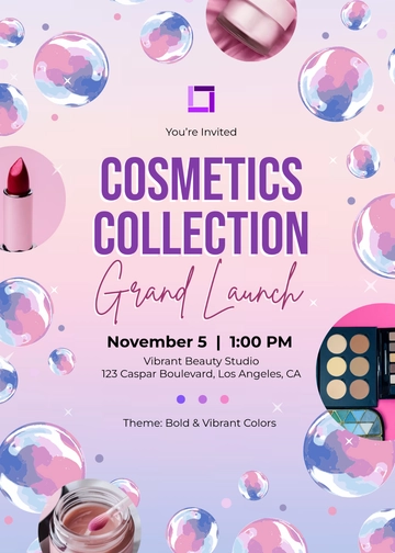 Colorful Cosmetics Launch Event Invitation Template - Edit Online & Download