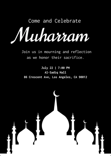 Black Muharram Invitation Design Template - Edit Online & Download