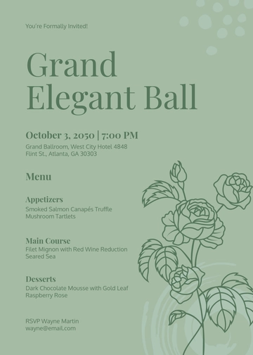 Elegant Menu Invitation Template - Edit Online & Download