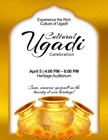 Gold Cultural Ugadi Flyer Template - Edit Online & Download