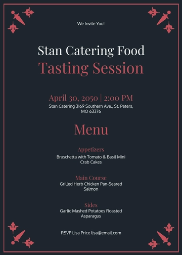 Professional Catering Menu Invitation Template - Edit Online & Download