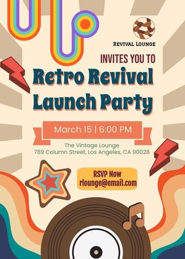 Retro Launch Event Invitation Template - Edit Online & Download