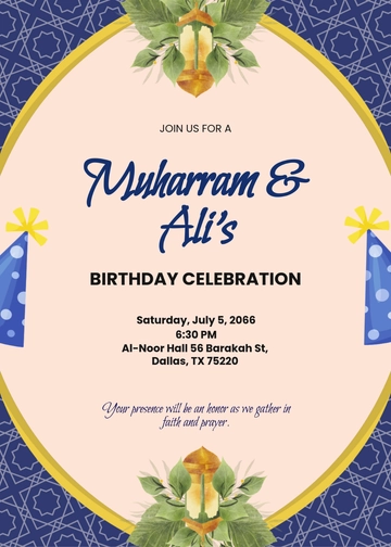 Blue Muharram Birthday Invitation Template - Download | Template.net