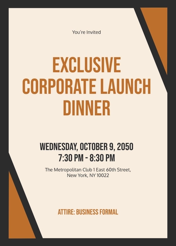 Professional Launch Dinner Event Invitation Template - Edit Online & Download