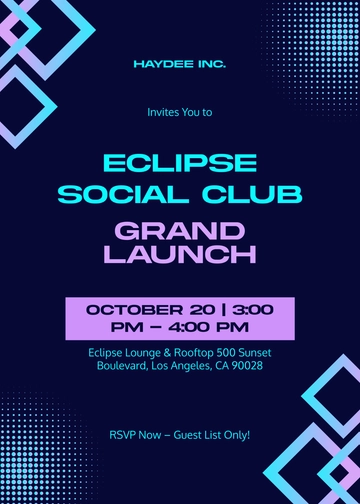 Club Launch Event Invitation Template - Edit Online & Download