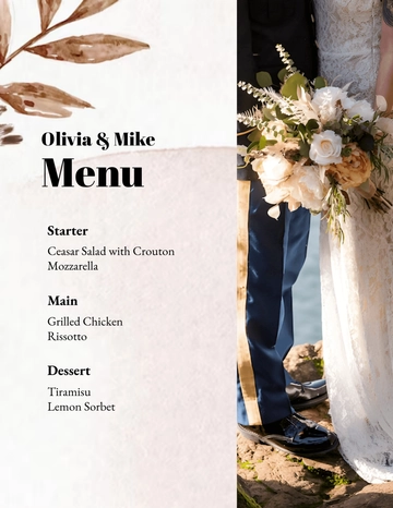 Creative Wedding Menu Photo Template - Edit Online | Template.net