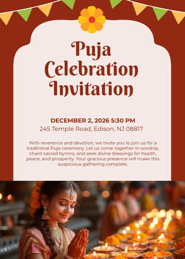 Free Traditional Puja Invitation Template to Edit Online