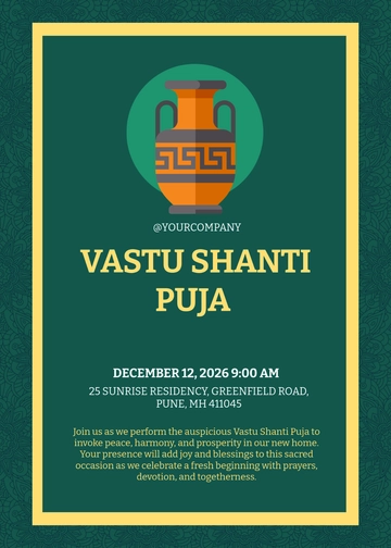 Free Vastu Shanti Puja Invitation Template to Edit Online
