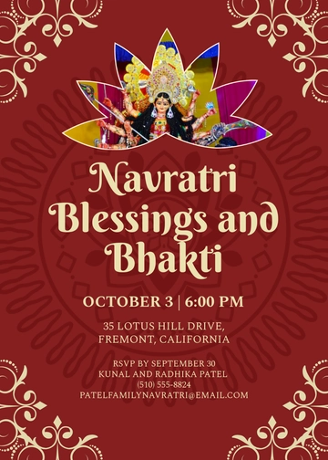 Navratri Puja Invitation Template - Edit Online & Download