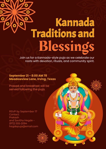 Creative Kannada Puja Invitation Template - Edit Online & Download