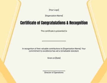 Free Blank Congratulations Recognition Certificate Template to Edit Online