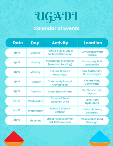 Ugadi Calendar Template - Edit Online & Download