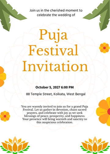 Puja Festival Invitation Template
