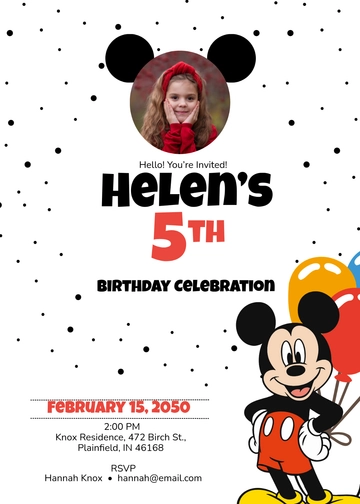 Simple Mickey Mouse Children's Invitation Template - Edit Online & Download