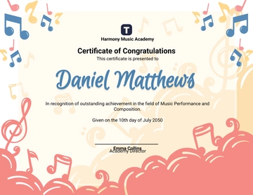 Music Certificate of Congratulations Template - Edit Online & Download