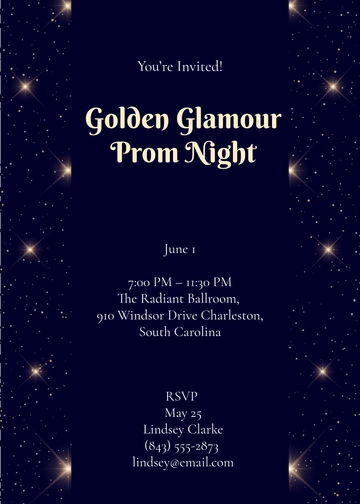 Gold Glitter Prom Invitation Template - Edit Online & Download
