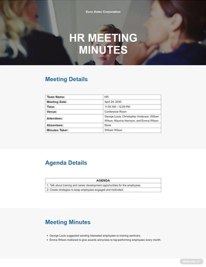 Sample HR Meeting Minutes Template