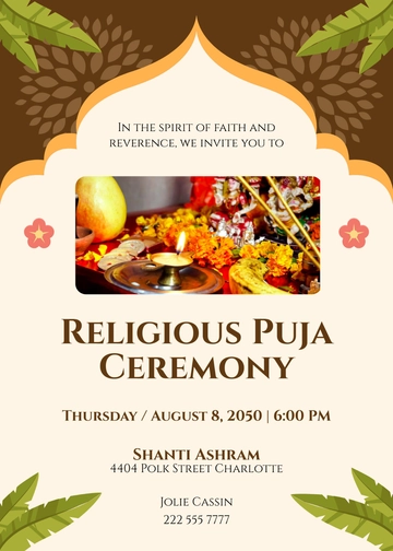 Religious Puja Invitation Design Template - Edit Online & Download