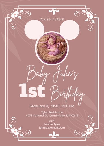 Elegant Mickey Mouse Invitation Template - Edit Online & Download