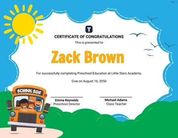 Colorful Preschool Certificate of Congratulations Template - Edit Online & Download