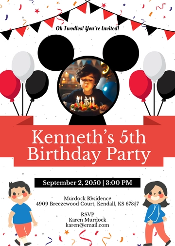 Oh Twodles Mickey Mouse Invitation Template - Edit Online & Download
