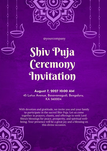 Free Blank Shiv Puja Invitation Template to Edit Online