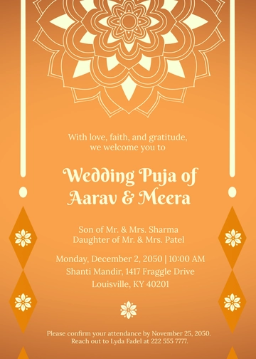 Wedding Puja Invitation Template - Edit Online & Download
