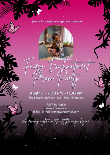 Pink Fairytail Prom Invitation Template - Edit Online & Download