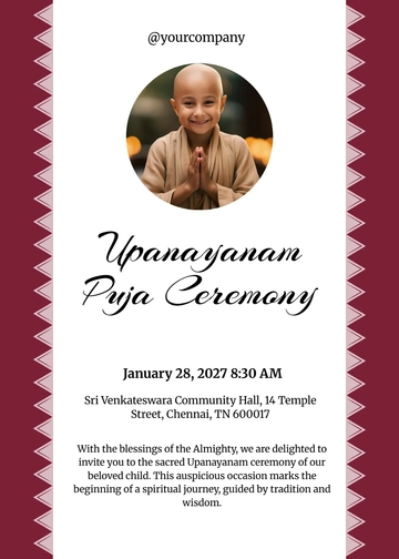 Free Upanayanam Puja Invitation Template to Edit Online
