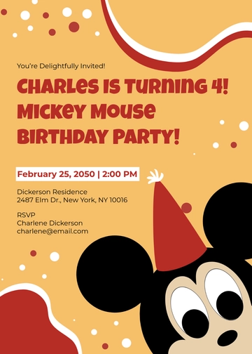 Delightful Mickey Mouse Invitation Design Template - Edit Online & Download