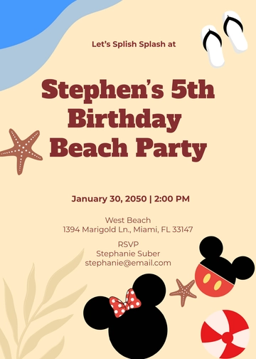 Mickey Mouse Splish Splash Invitation Template - Edit Online & Download