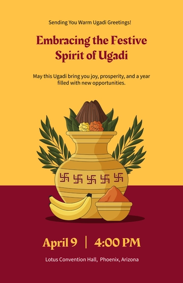 Professional Ugadi Greetings Poster Template - Edit Online & Download