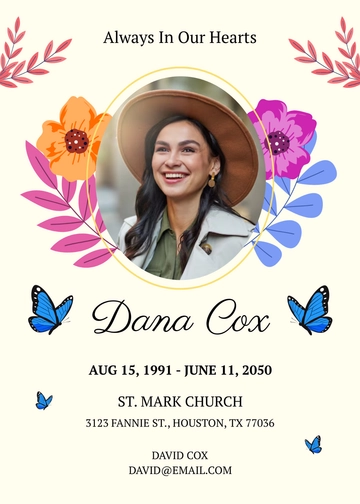 Colorful Obituary Program Invitation Template - Edit Online & Download