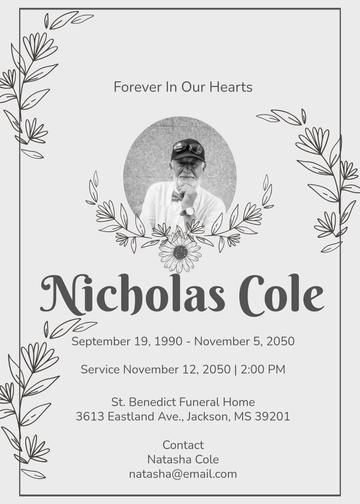 Memorial Obituary Invitation Template - Edit Online & Download
