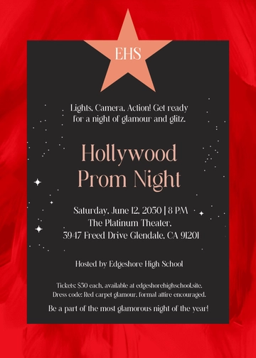 Hollywood Prom Invitation Template - Edit Online & Download