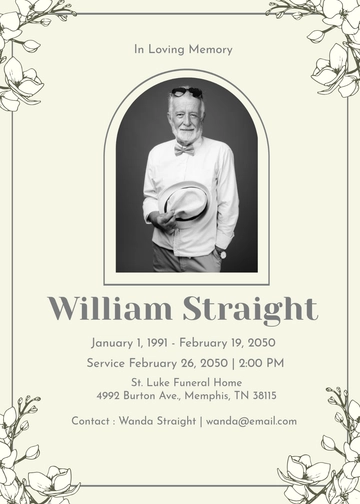 Simple Obituary Service Invitation Template - Edit Online & Download