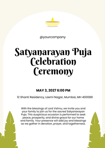 Free Satyanarayan Puja Invitation Template to Edit Online