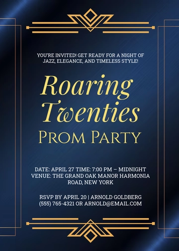 Black Roaring 20s Prom Invitation Template - Edit Online & Download