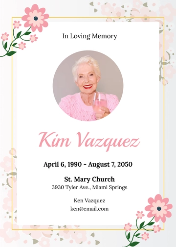 Floral Obituary Invitation Template - Edit Online & Download